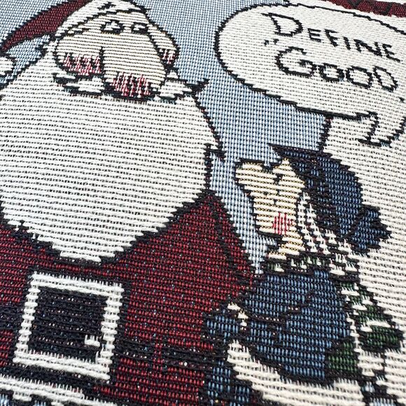 90s Shoebox Christmas Tapestry Pillow Hallmark 12" Define Good Santa Gag Gift - Picture 7 of 11